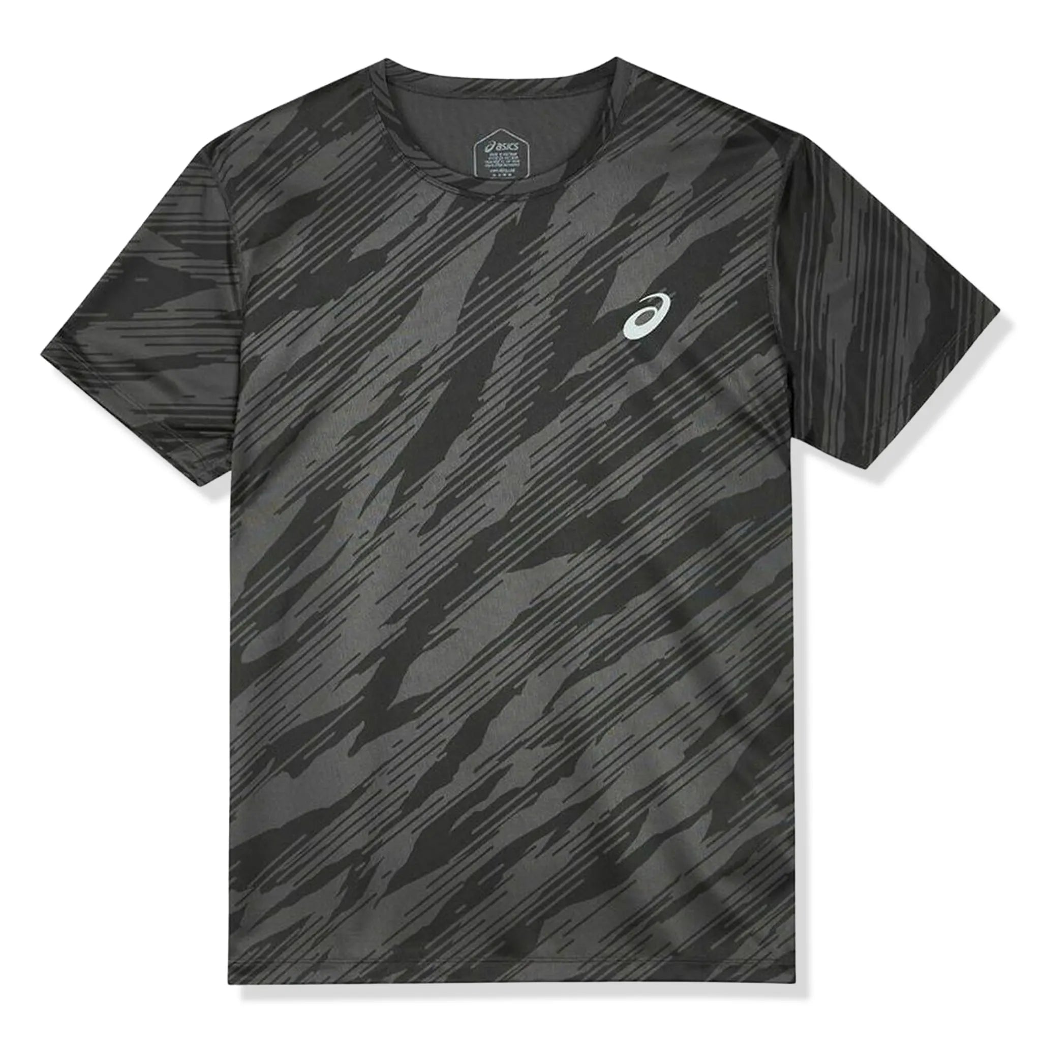 Front View of Asics Core All Over S/S Graphite Grey T Shirt 4550455718198